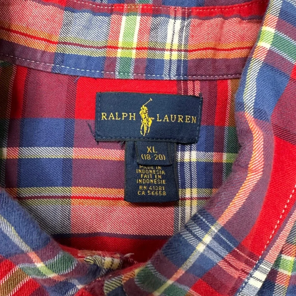Ralph Lauren Kids Plaid Button Down Shirts Bundle XL 18-20 Red‎ Blue Green Navy
